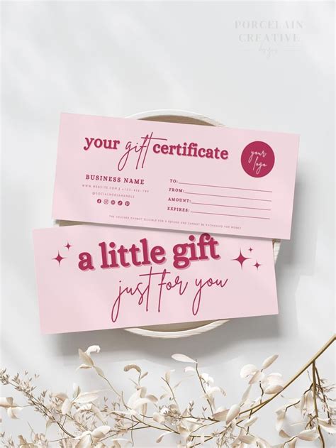 Pink Editable Gift Certificate Template Printable Gift Voucher