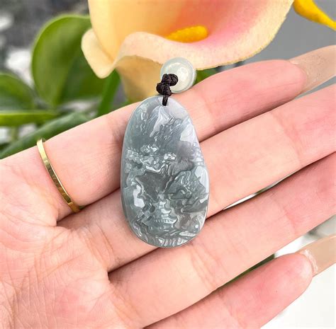 Statement Pendant Necklace Authentic Landscape Jadeite Jade Pendant