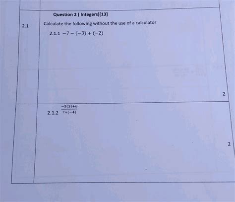 Question Integers Calculate The Studyx