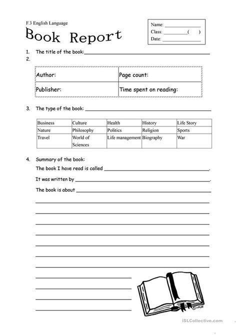 Nonfiction Book Report Form English Esl Worksheets