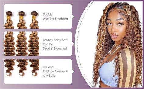 Amazon P427 Deep Curly Bundles Human Hair Ombre Brown Deep Wave