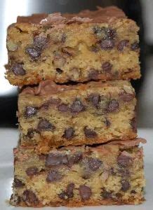 Chocolate Chip Cookie Bars Stacked On Top Of Each Other