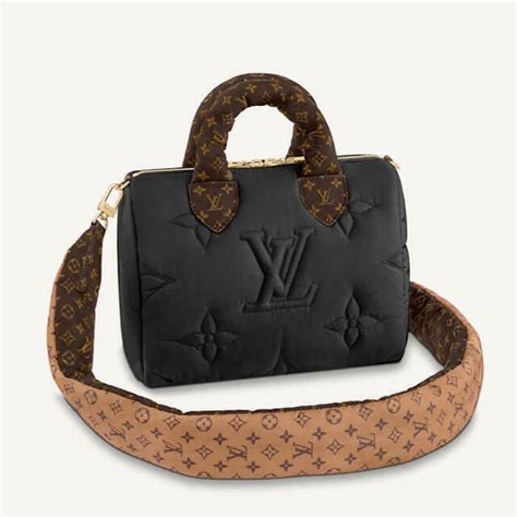 Louis Vuitton Speedy 25 Crossbody Bag M59008 Nylon Black Pillow Auth