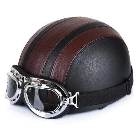 Leather Motor Bike Helmets Vintage Motorcycle Outdoor Riding Abs