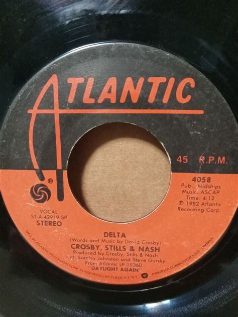 Crosby Stills Nash 45 RPM Record Wasted On The Way 1982 EBay