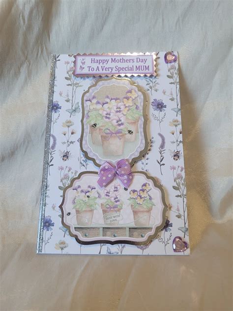 Mothers Day Greeting Card Violet Flowers Folksy