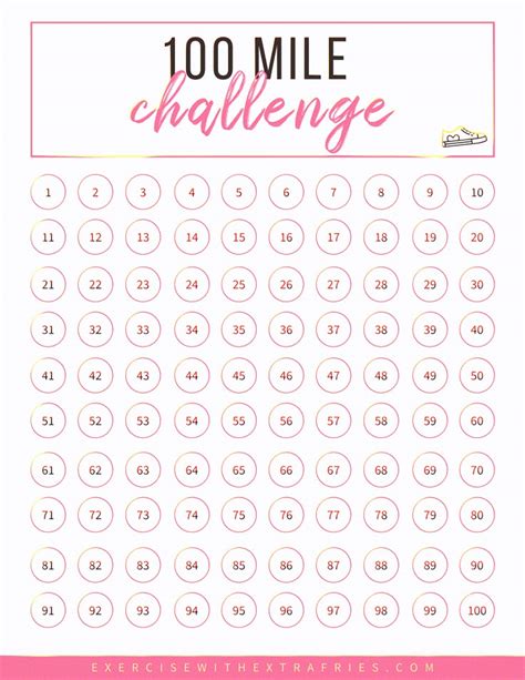 100 Mile Challenge Exercise With Extra Fries Study Planner 100 Day