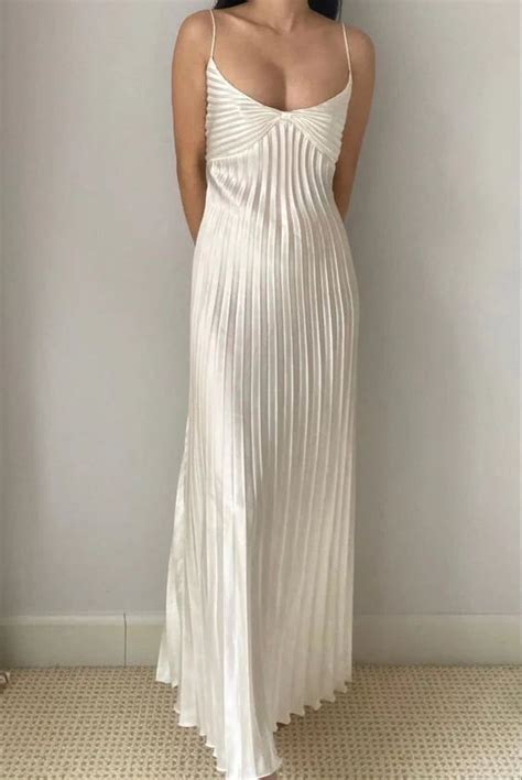 Weitese Dress Prom Dress Stores White Spaghetti Straps A Line Pleated