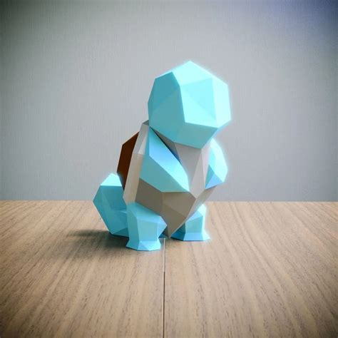 Pokémon Squirtle Papercraft Template Abstract Low Poly 3D Origami