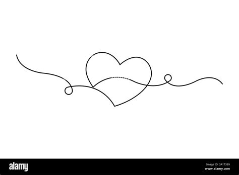 Continuous One Line Drawing Of Heart Valentine S Day Love Isolated Hand