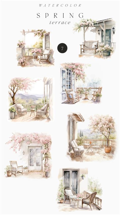 Watercolor Spring Clipart Png Spring Terrace Clipart Png Spring House