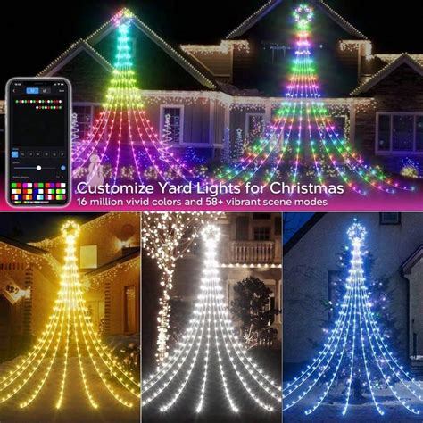 23 FT 355 LED Outdoor Christmas Smart Star Waterfall Lights 74 Modes