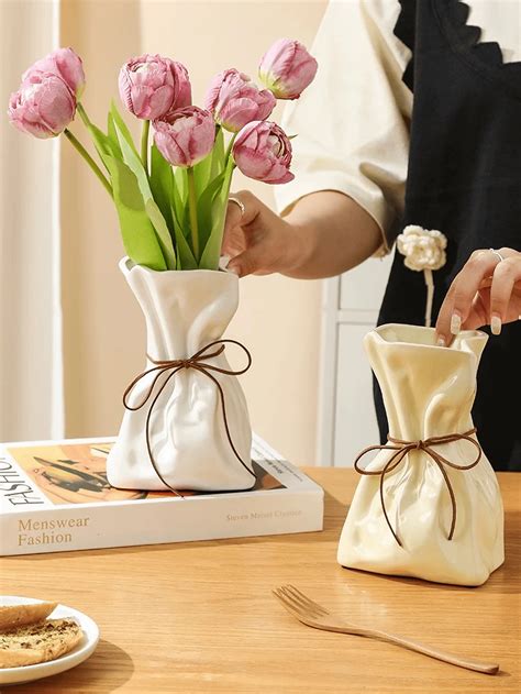 1pc ABS Flower Vase Modern Solid Color Flower Vase For Aesthetic Room