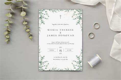 Green Catholic Wedding Template Garden Wedding Invitation Catholic