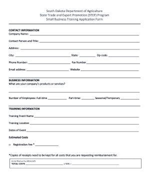 STEP Program Small Business Training Application Form Fill And Sign