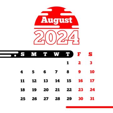 August Minimalist Calendar Png Vector Psd And Clipart With