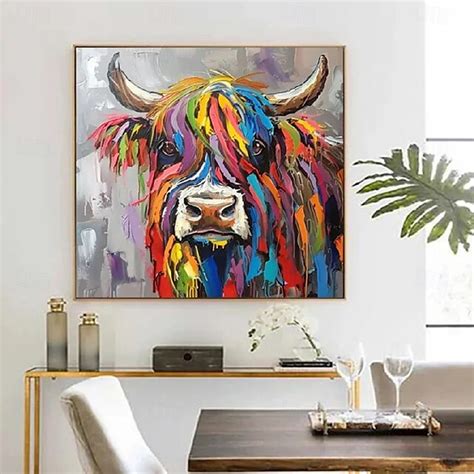 Abstract Cow Artwork Oil Painting Handmade Cow Painting On Canvas Extra