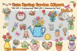 cute spring garden clipart vol graphic  chorrada norabin creative