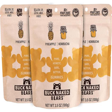 Buck Naked Bears Gummy Bears Pineapple Kombucha Oz Pack Of