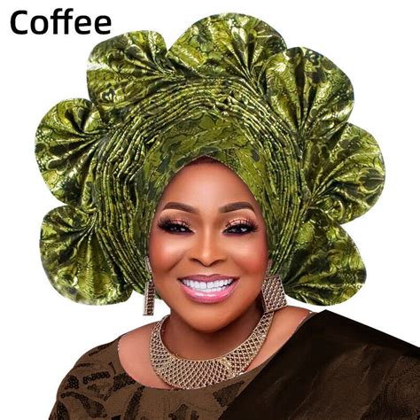 Wedding Women Hijab Cap Aso Oke African Headtie Auto Gele Nigerian Head