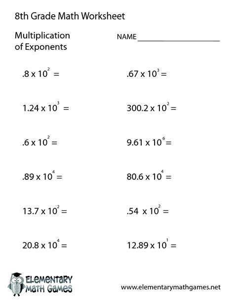 Mathematics Worksheet For Grade 8