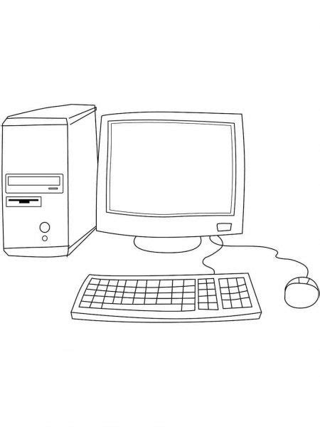 A Black And White Drawing Of A Computer With A Keyboard Mouse And