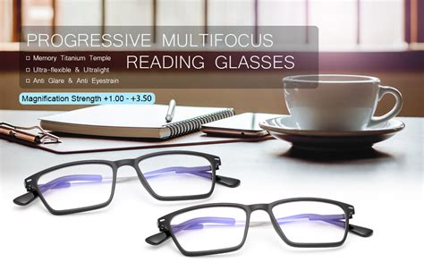 2 Pack Progressive Multifocal Computer Reading Glasses No Line Blue