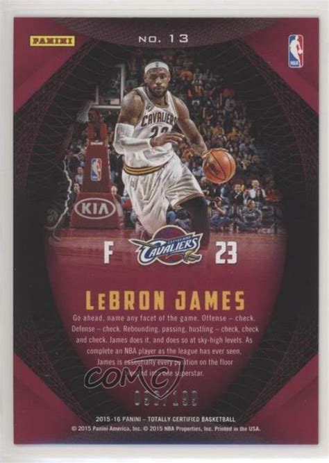 2015 16 Panini Totally Certified Certified Skills 199 LeBron James 13