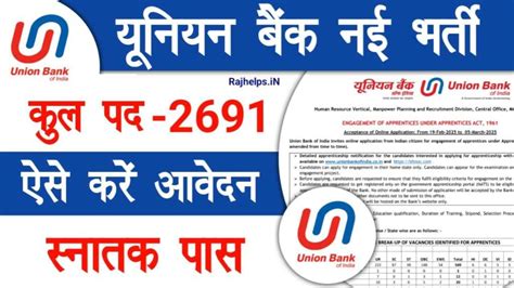 Union Bank Apprentice Recruitment 2025 यनयन बक म आई 2691 पद