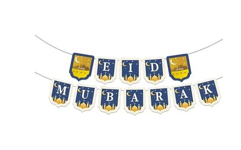 Eid Mubarak Ramadan Celebration Banner Festive Hanging Wall Decor For