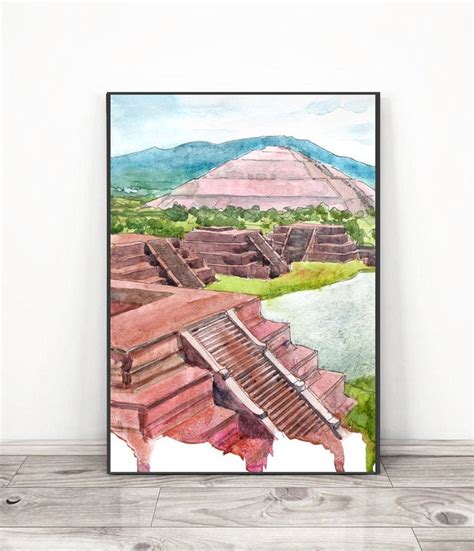 Teotihuacan Mexico City Art Mayan Pyramid Print Latin America City