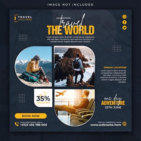 Premium PSD Travel Holiday Vacation Tour Social Media Post Or