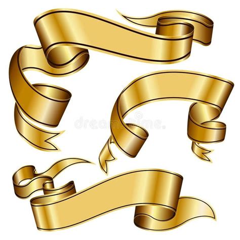 Gold Ribbon Collection Stock Vector Illustration Of Element