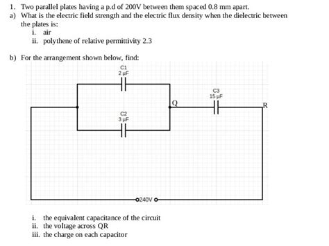 1 Two Parallel Plates Having A P D Of 200V StudyX