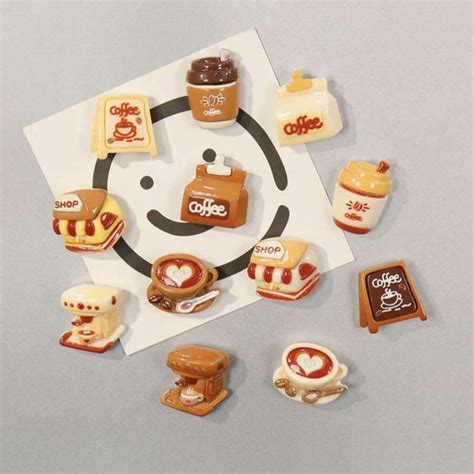 6 12pcs Mini Coffee Refrigerator Magnets Cappuccino Fridge Stickers