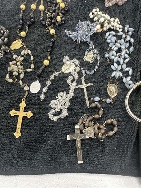 Huge Lot Of Antique Vintage Religious Pendants Medals Crucifixes And