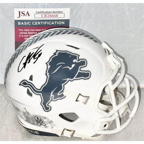 Chris Spielman signed Detroit Lions Salute To Service mini helmet #1 JSA