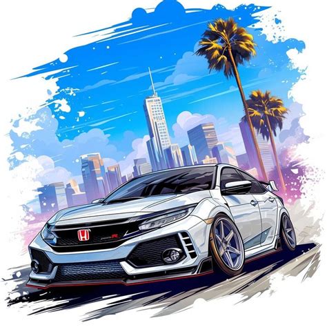 Honda Civic Type R Modified Jdm Drifter Sports Car Art Poster