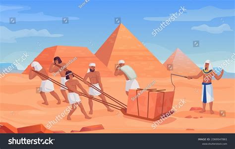 Vektor Stok Egyptian Building Pyramids Ancient Construction Pyramid