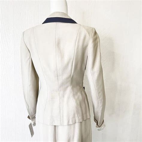 Vintage 1940s Sacony Palm Beach Linen Suit Grey Trim Etsy Ship