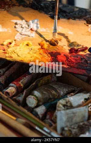 Paintbrush And Paint Holder Stock Photo Alamy