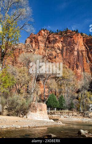 Start Of The Virgin River Narrows Zion National Park Utah USA Stock