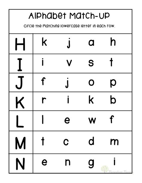 Printable Match Uppercase And Lowercase Letters