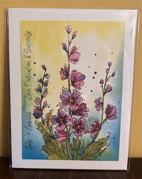 July Birth Flower Larkspur Watercolor Painting X Etsy