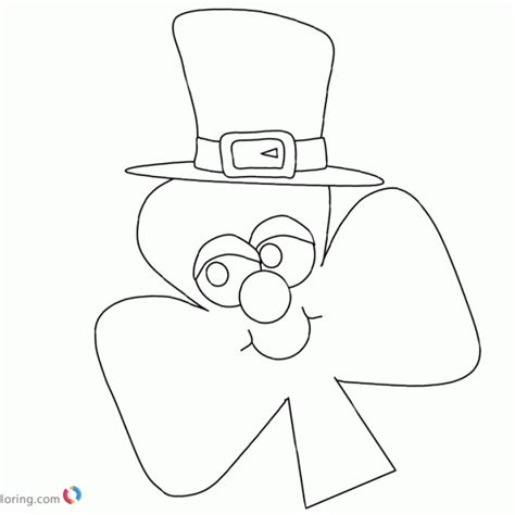 Cartoon Shamrock Coloring Pages With Hat Free Printable Coloring Pages