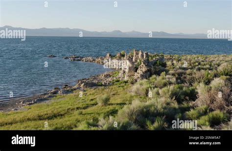 Front View Of Tufa Pinnacles On Mono Lake Shore California Stock Video