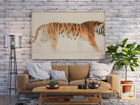 Tiger Wall Art Vintage Wall Art Vintage Tiger Print Muted Neutral