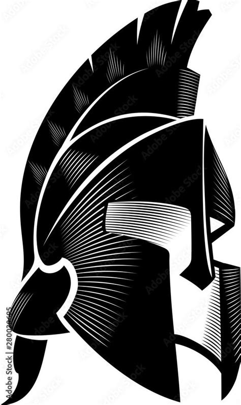 Spartan Helm Calligraphic Angled View Vector De Stock Griechisches