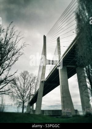 Vasco Da Gama Bridge Seen From The Park Tejo Lisbon Stock Photo Alamy