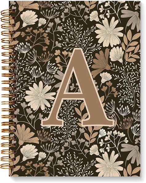 Amazon DSHFG Vintage Initial Letter A Floral Notebook Monogrammed